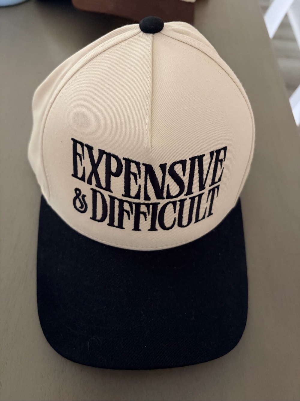 Expensive & Difficult Two-Tone Baseball Cap - Cream and Black